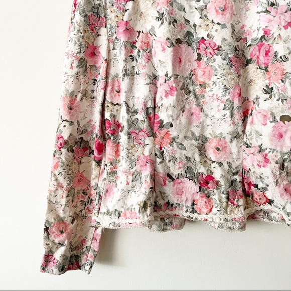 Vintage 80s Floral Pearl Trim Puff Sleeve Blazer  Size 8 - Picture 12 of 13